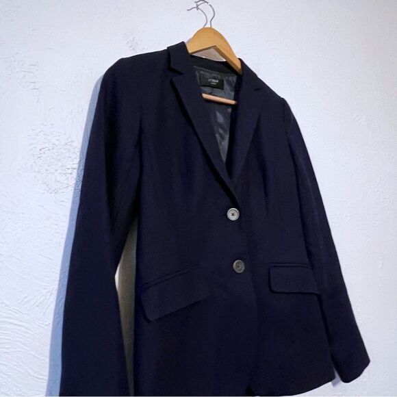 J. Crew 1035 Navy Superfine Cotton Blazer Jacket - Picture 3 of 7